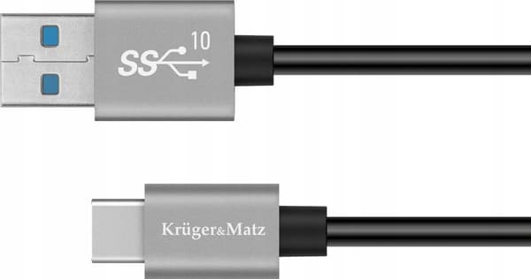 Kruger&Matz km1263 USB-kaapeli USB-A:sta USB-C:hen 1m 10Gbps