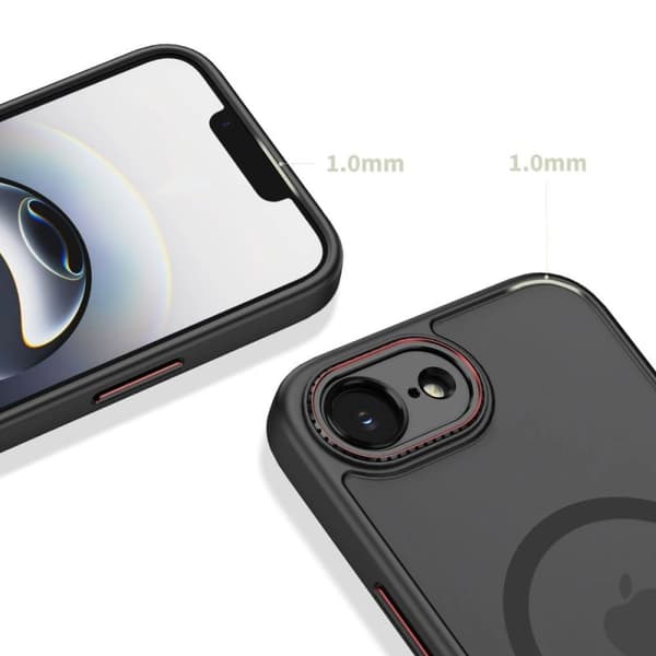4kompl MagCam smartphone case MagSafe iPhone 16E/17E Black/Röd