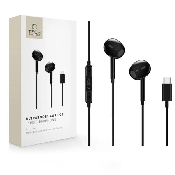 Tech-Protect UltraBoost Core G2 USB-C hörlurar svart