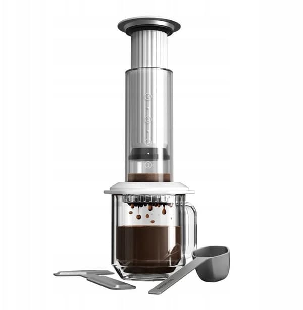 Aero-Press kaffebrygger hvid glas