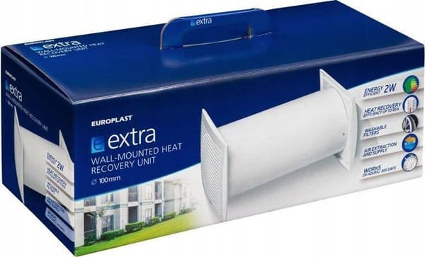 Europlast E-Extra DN100 Värmeåtervinningsventilator i plast