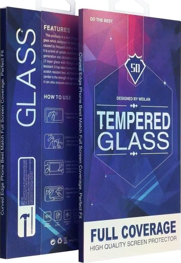 oem 5d full glue tempered glass svart