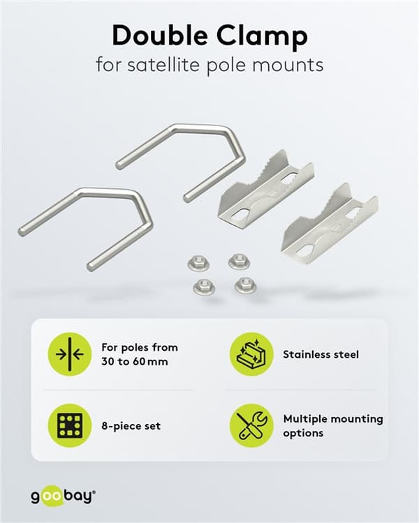 Goobay 60504 grå satellitmonteringsklämmor set om 2