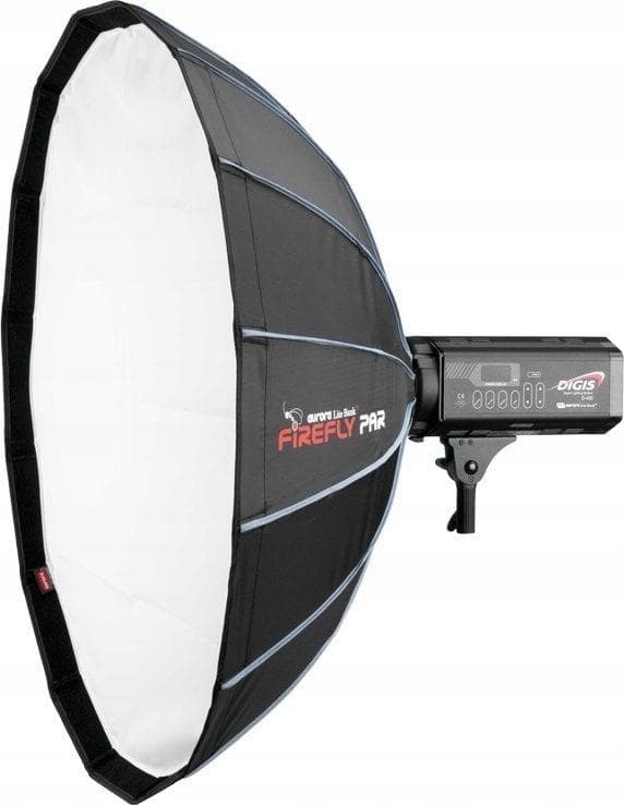 Aurora Firefly PAR 95cm Softbox hopeanvärisellä sisällä