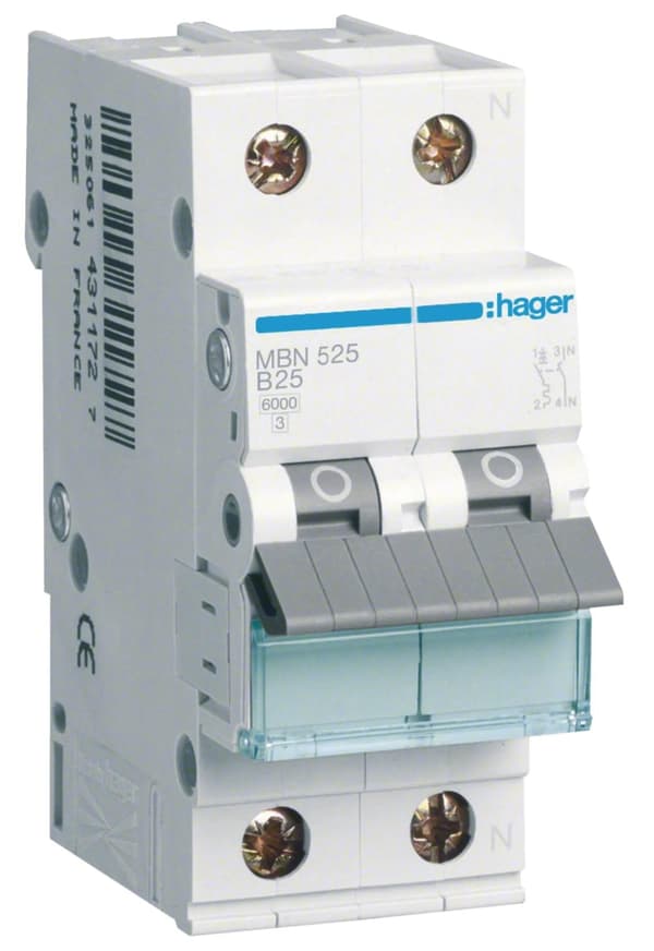Hager MBN525 25A 6kA 2-moduler