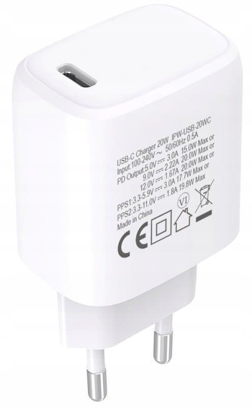 Techly GaN USB-C 20W vit väggladdare