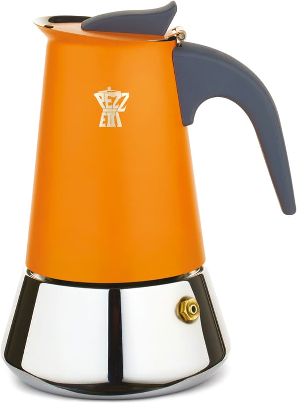 Pezzetti Steelexpress kaffemaskine 4 kopper i rustfrit stål orange