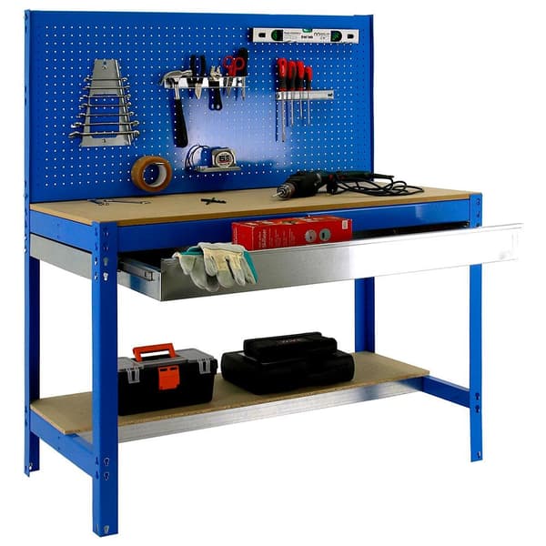 Simonrack bt2 box 900 arbejdsbænk blå/træ 1445x910x610