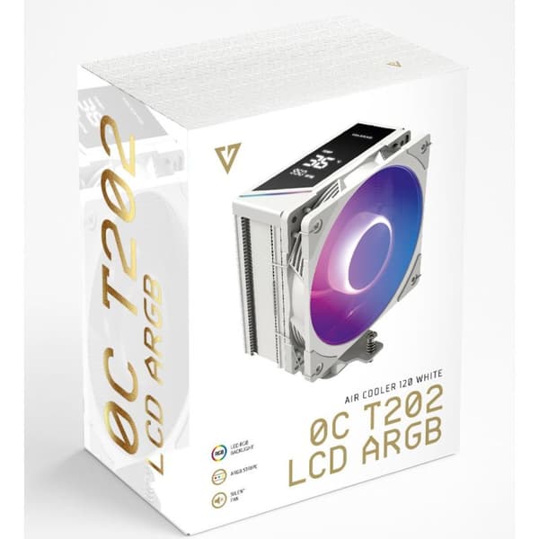 Modecom Volcano 0C T202 CPU-køler med LCD og RGB-belysning, hvid