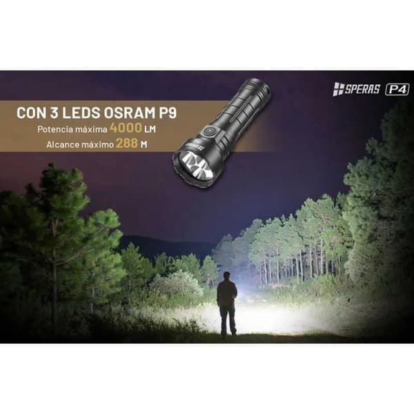 Speras P4 LED-taskulamppu 4000 lumen Hopea