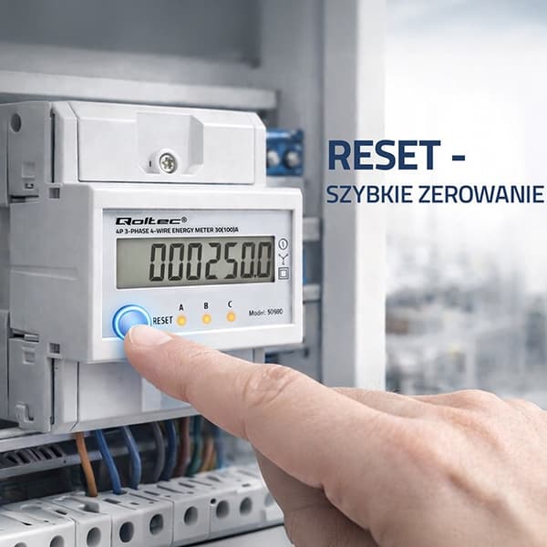 Qoltec trefaset elektronisk energimåler 100A