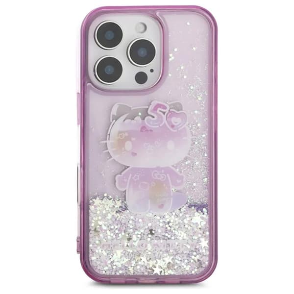 Hello Kitty Liquid Glitter iPhone 16 Pro Etui Violet