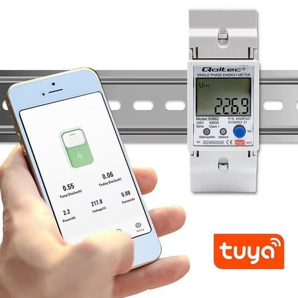 Qoltec 50882 energimåler med Wi-Fi og LCD-display