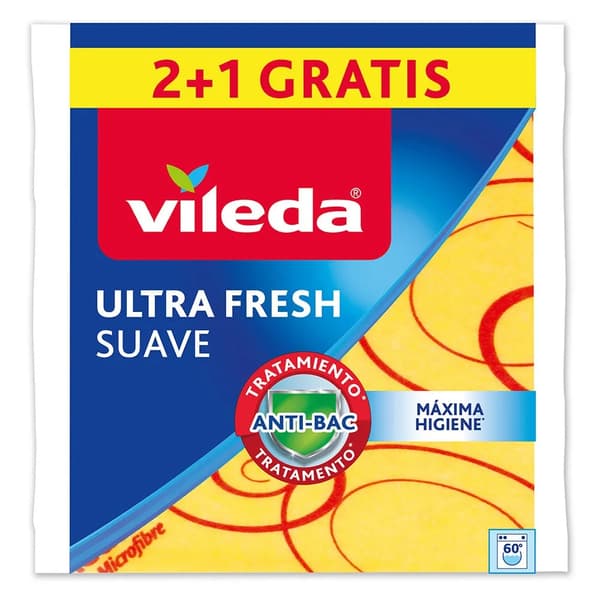 Vileda microfiber cloths odor stop 3 pack, gul