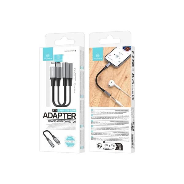 Techancy TV3755 Silver Lightning til 3.5mm Jack Adapter