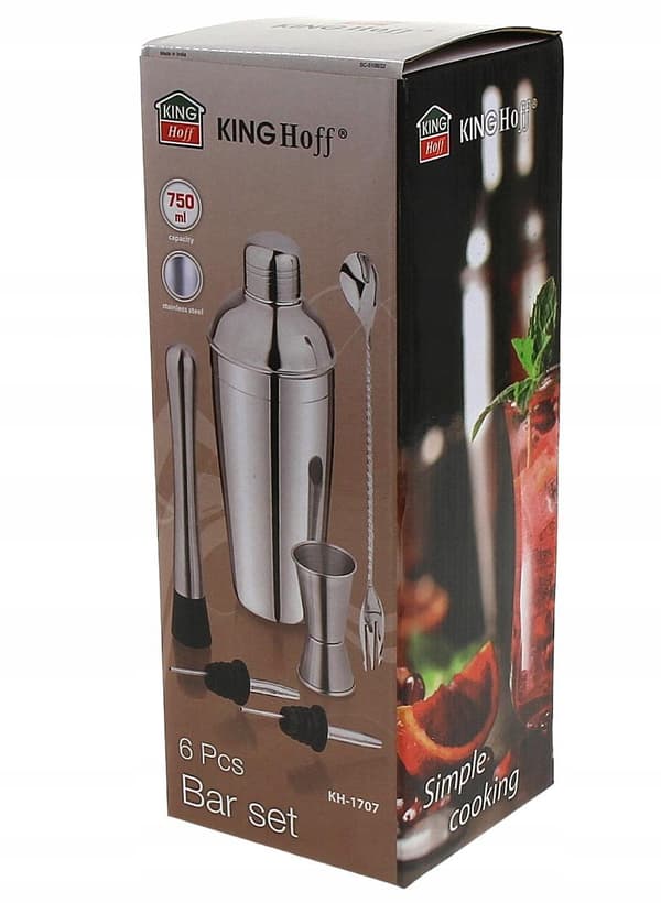 King-Hoff Cocktail Sæt 6 dele i rustfrit stål med shaker 750 ml