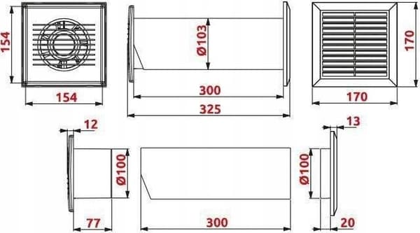 Awenta cm100 ventilationsventilator sæt 12W hvid