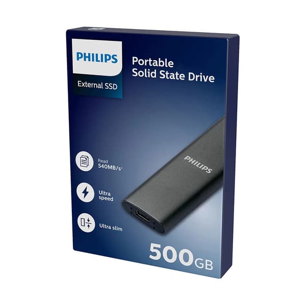 Philips Ulkoinen SSD 500GB Ultra Speed Harmaa