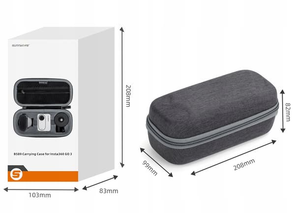Sunnylife IST-B589-D hård taske til Insta360 GO 3, grå