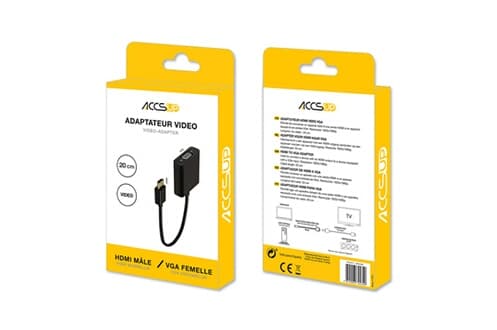 accsup hdmi til vga adapter 20 cm sort