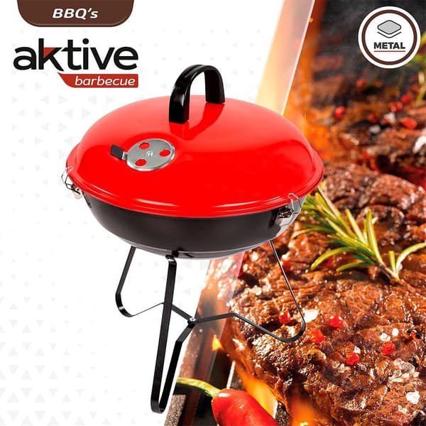 Aktive kulgrill rund 36 cm rød/sort