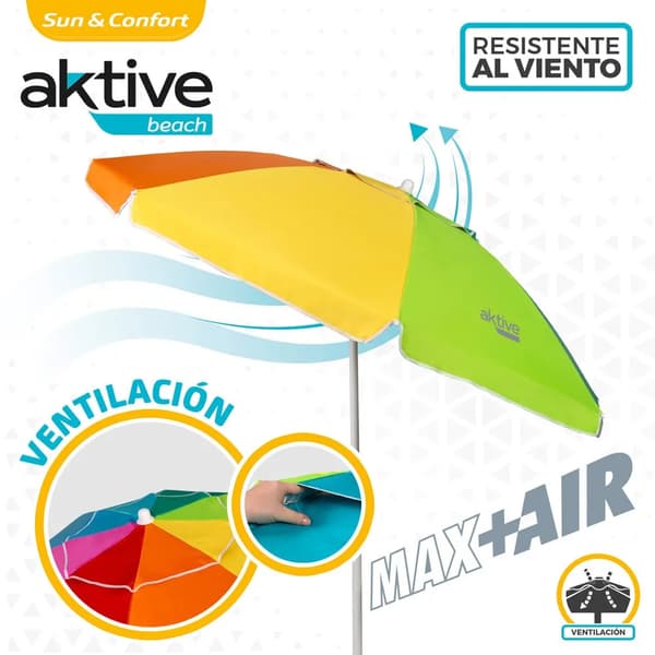 Aktive strandparasol multicolor 200cm UV50