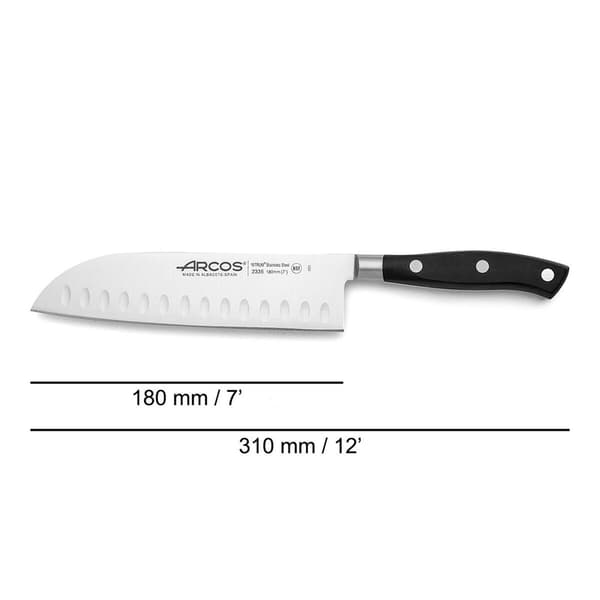 Arcos Riviera Santoku kniv 18 cm sort