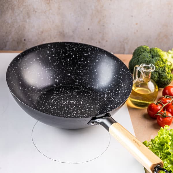 Kinghoff KH-1983 Wokkipannu 30 cm marmoripinnoitteella