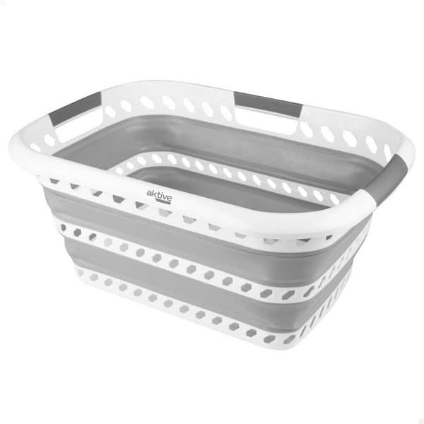 Aktive panier pliable 40 litres blanc et gris