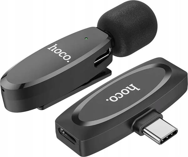Hoco L15 trådløs lavalier mikrofon USB-C sort