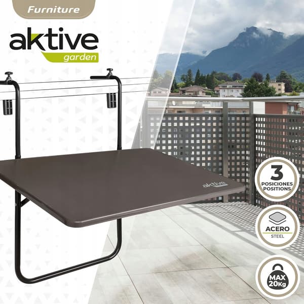 Aktive foldbar balkonbord grå 60x40cm
