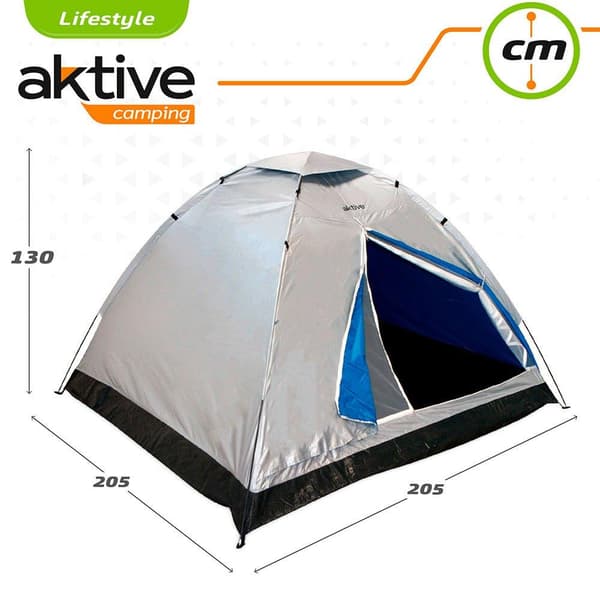 Aktive Camping Tent 4 Pladser sølv og blå