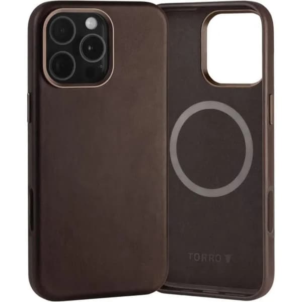 bam-worldwide-ltd TORRO iPhone 16 Pro Max Slim Leather Bumper Case Tummanruskea