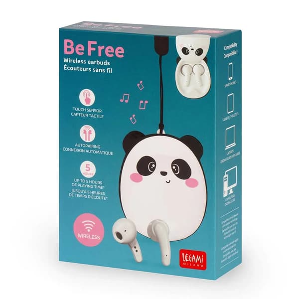 Legami Be Free trådløse ørepropper panda design