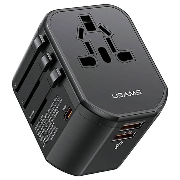 USAMS T59 rejseadapter 20W 4i1 med 2xUSB og 1xUSB-C