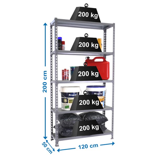 Simonrack Metalhylde grå, 1000 kg