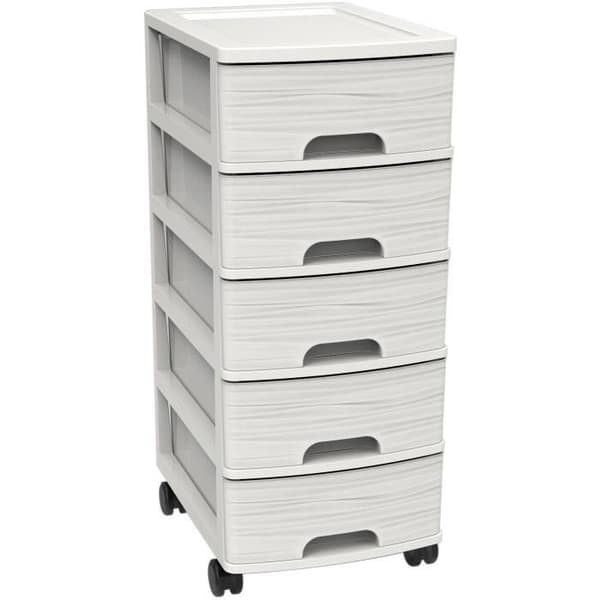 EDA Boîte de rangement à roulettes blanc