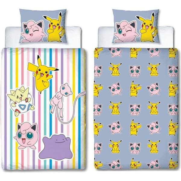 Pokémon Reversible Bedding Set - Microfiber - 140 x 200 cm + 1 Pillowcase 63 x 63 cm