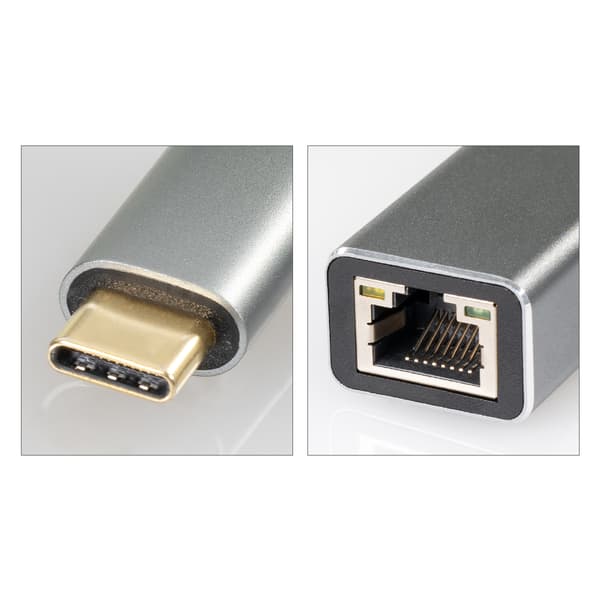 maxtrack usb-c til rj45 adapter 1gbps sort/sølv
