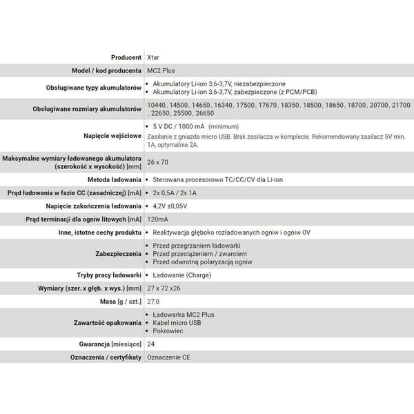 XTAR MC2+ oplader til lithium-ion batterier, sort