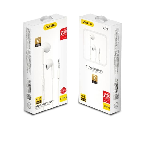 Dudao x14pro in-ear hörlurar vit