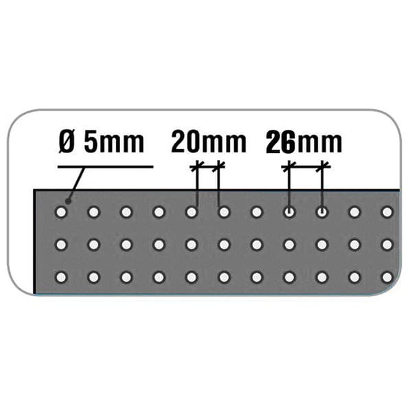 Simonrack panelclick verktygspanel grå 1500x400 med 8 krokar