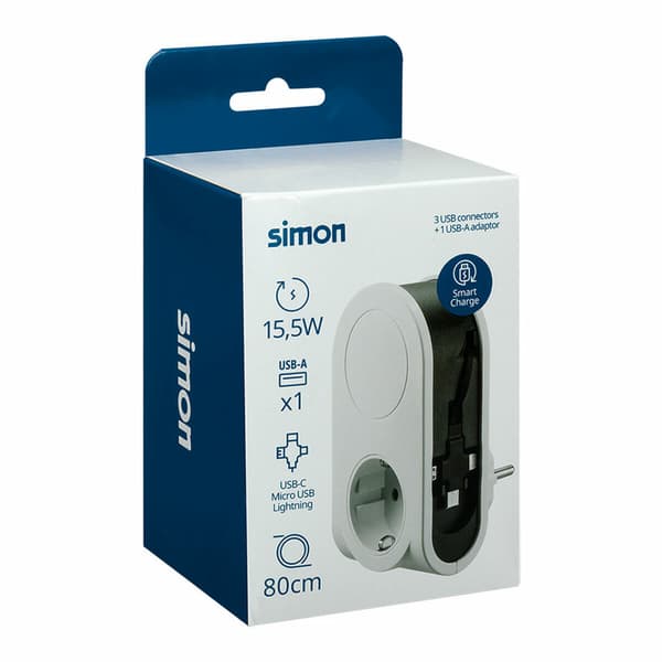 simon virtalähde 3 usb 1 usb a valkoinen