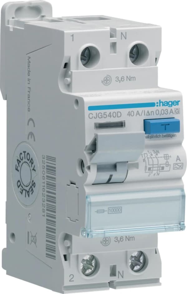 Hager fi-afbryder 40A 30mA