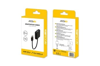 accsup hdmi til vga adapter 20 cm sort