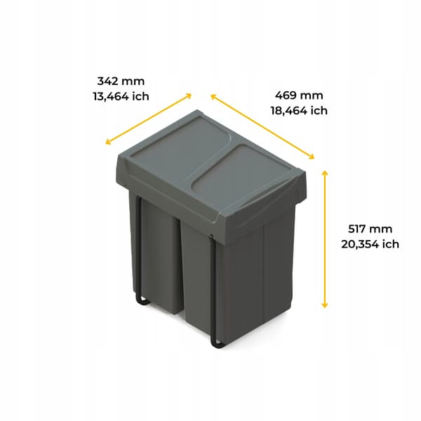 Emuca recycle soptunna 2x25l grå