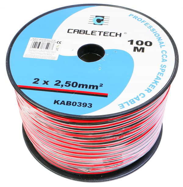 Cabletech cca 2.5mm kaiutinkaapeli musta-punainen 100m