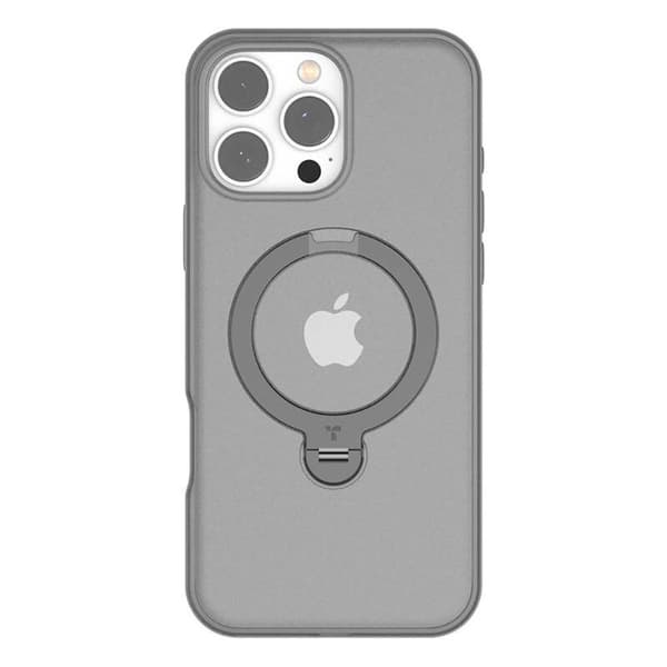 Torras Ostand Spin i grått (titanium grey) - skyddande silikonetui för iPhone 16 Pro Max