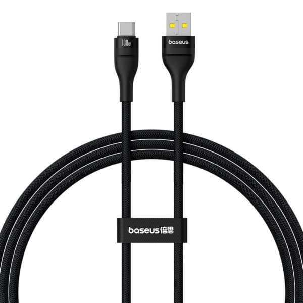 Baseus Flash 2 USB A - USB C nopea latauskaapeli 100W 1m musta