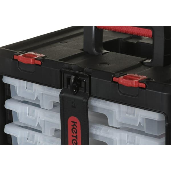 Keter stack'n'roll toolbox med 3 organisatörer svart/transparent